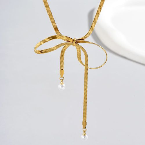 Collier à pendentif à fausse perle à nœud - SHEIN - Modalova