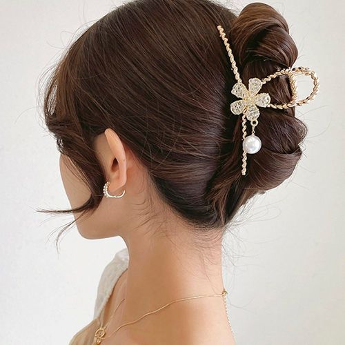 Griffe à cheveux à strass fleur & à fausse perle - SHEIN - Modalova