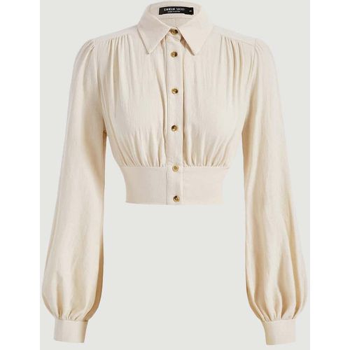 Chemise unicolore à bouton court - SHEIN - Modalova