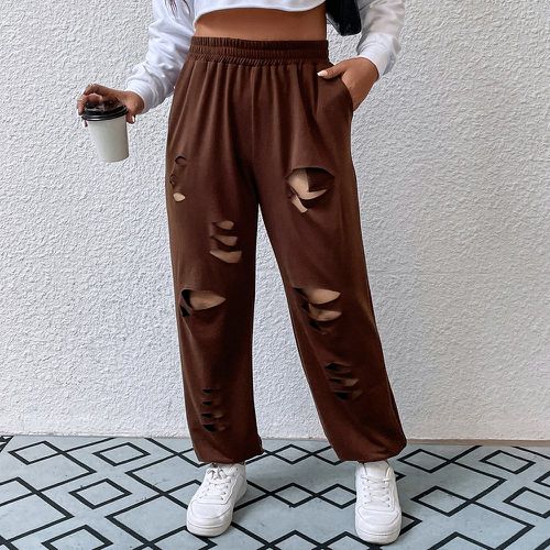 Pantalon de survêtement taille élastique déchiré - SHEIN - Modalova