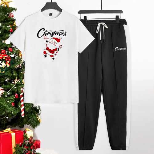 T-shirt à imprimé Noël & Pantalon de survêtement à cordon - SHEIN - Modalova