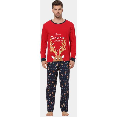 Ensemble de pyjama 1 pièce pantalon et 1 pièce top à imprimé Noël - SHEIN - Modalova