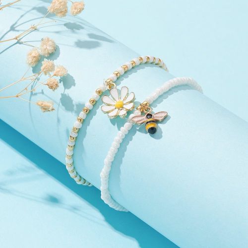 Pièces Bracelet perlé fleur & à breloque abeille - SHEIN - Modalova