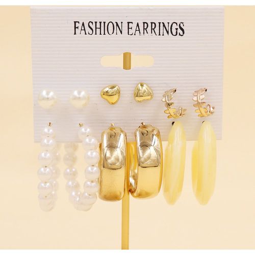 Paires Boucles d'oreilles à détail cœur et fausse perle - SHEIN - Modalova