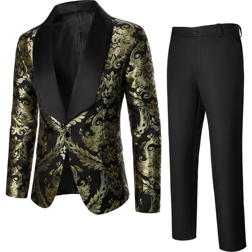 Blazer baroque en jacquard à col châle & Pantalon de costume - SHEIN - Modalova