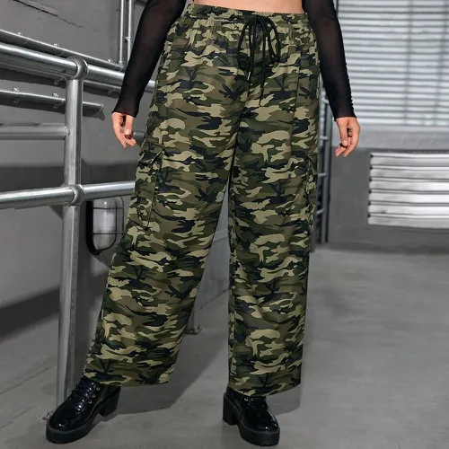 Pantalon cargo à imprimé camouflage à cordon - SHEIN - Modalova