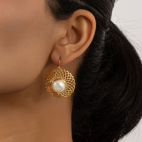 Pendants d'oreilles perle de culture fleur - SHEIN - Modalova