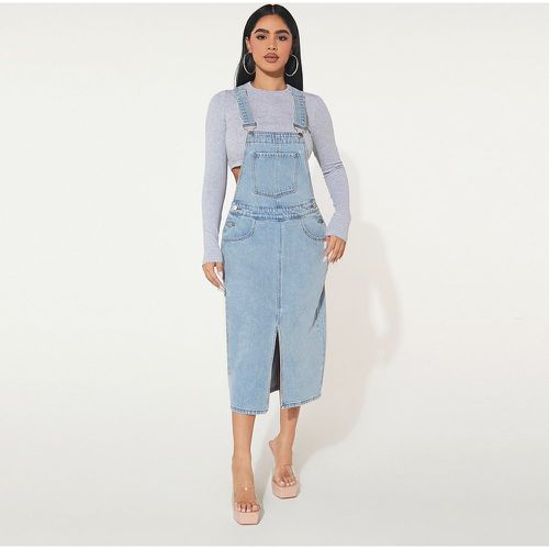 Robe en jean salopette à patch à poche fendu (sans t-shirt) - SHEIN - Modalova