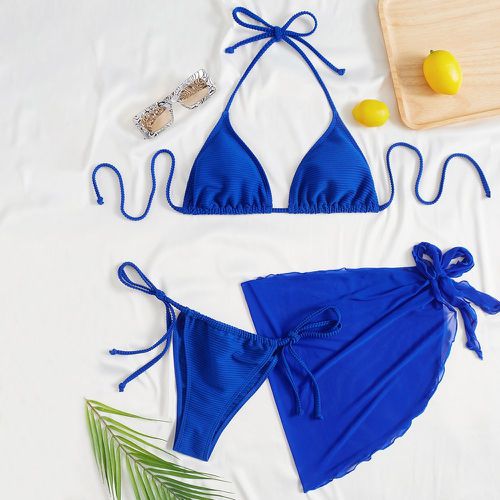 Triangulaire à nœud Bikini avec à ourlet ondulé en tulle Jupe de plage - SHEIN - Modalova