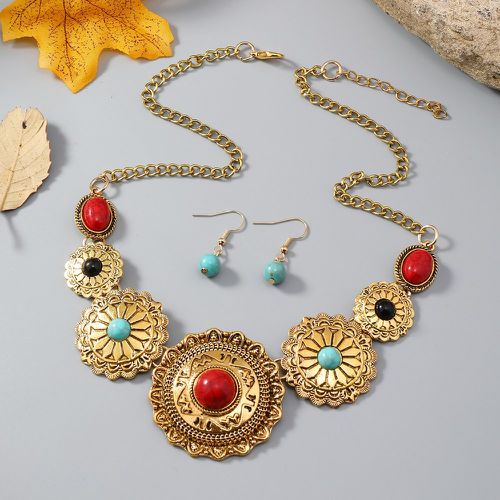 Pièces Set de bijoux turquoise & à fleur - SHEIN - Modalova