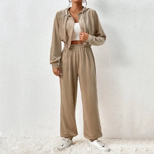 Sweat-shirt à capuche zippé & pantalon de survêtement - SHEIN - Modalova