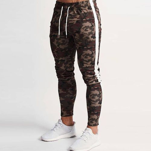 Pantalon de sport à imprimé camouflage à cordon - SHEIN - Modalova