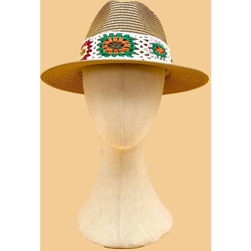 Chapeau de paille fleuri en crochet - SHEIN - Modalova