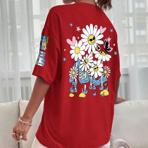 T-shirt fleuri à lettre - SHEIN - Modalova