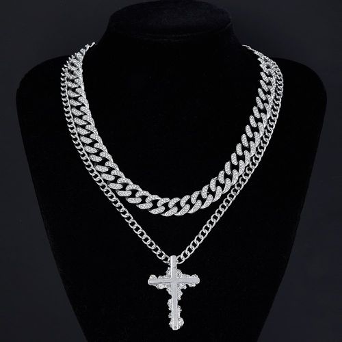 Pièces Collier avec strass à pendentif croix - SHEIN - Modalova