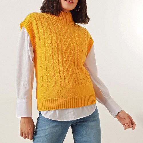 Pull sans manches à col montant en tricot torsadé (sans blouse) - SHEIN - Modalova