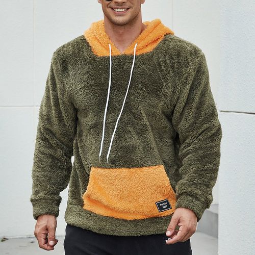 Sweat-shirt à capuche à blocs de couleurs à poche kangourou à cordon - SHEIN - Modalova