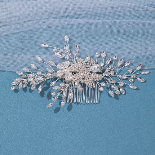 Peigne à cheveux à strass à fleur mariage - SHEIN - Modalova