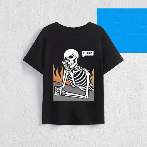 T-shirt oversize squelette & graphique de slogan - SHEIN - Modalova