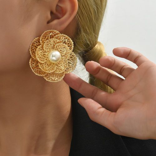 Clous d'oreilles à fausse perle design fleur - SHEIN - Modalova