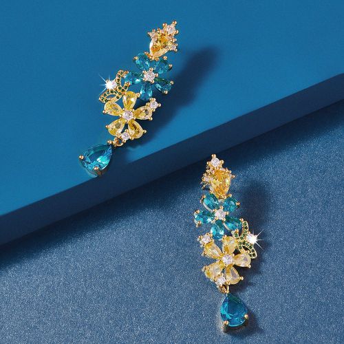Boucles d'oreilles à design goutte d'eau zircone cubique fleur & - SHEIN - Modalova
