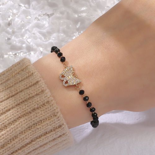 Bracelet perlé à strass à détail papillon - SHEIN - Modalova