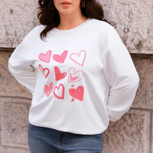 Sweat-shirt à imprimé cœur - SHEIN - Modalova