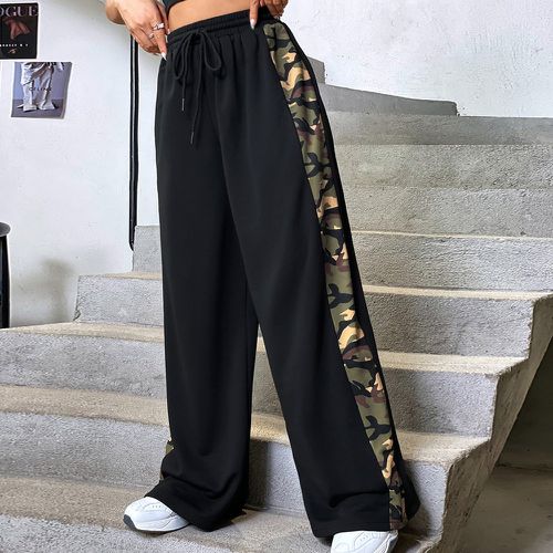 Pantalon ample à imprimé camouflage à cordon - SHEIN - Modalova