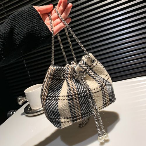 Sac seau mini à carreaux à fausse perle chaîne - SHEIN - Modalova