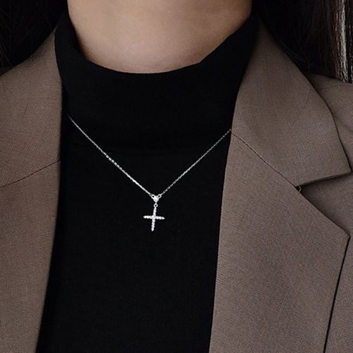 Collier zircone cubique à pendentif croix - SHEIN - Modalova