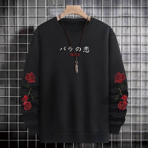 Sweat-shirt avec motif caractère japonais à imprimé floral - SHEIN - Modalova