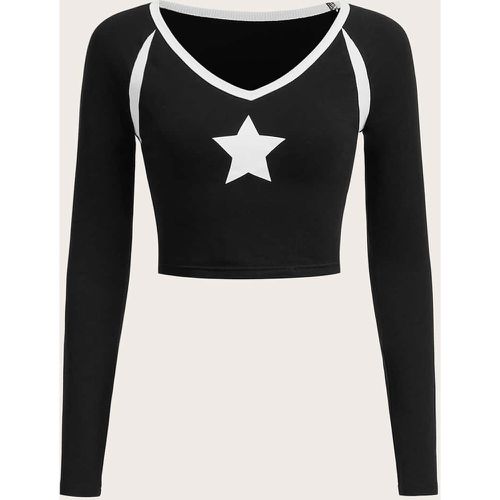 T-shirt court à imprimé étoile manches raglan - SHEIN - Modalova