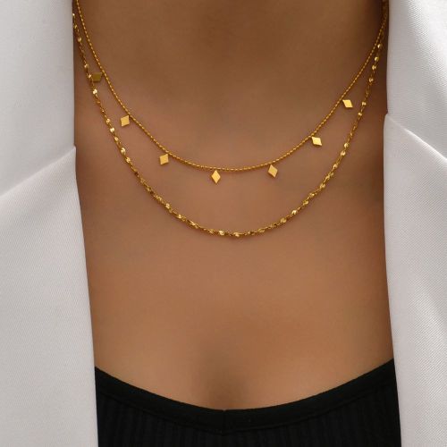 Collier En Acier Inoxydable Double Couche Plaqué Or 18k Avec Charmes, Bonne Qualité Et Beau Design Pour Une Utilisation Quotidienne Des s Ou Comme C - SHEIN - Modalova