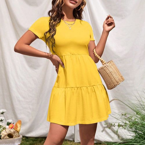 Robe Unicolore À Volants - SHEIN - Modalova