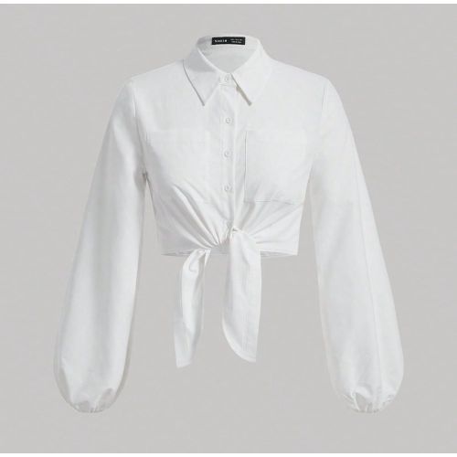 Chemise Avec Poches À Nœud Court - SHEIN - Modalova