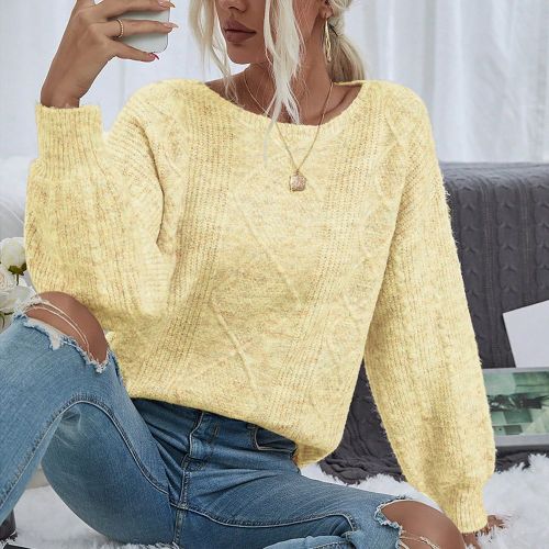 Pull avec effet teinture effet galaxie, col large, manches longues - SHEIN - Modalova