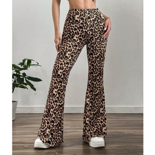 Pantalon évasé léopard imprimé - SHEIN - Modalova