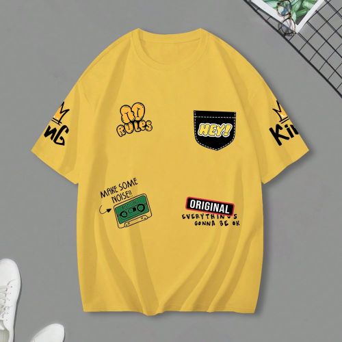 T-shirt d'épaule tombante graphique avec slogan décontractés en été et ample - SHEIN - Modalova