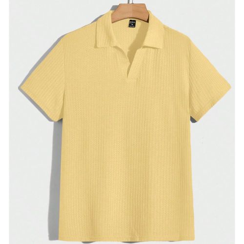 Chemise polo casual à manches courtes de couleur unie - SHEIN - Modalova