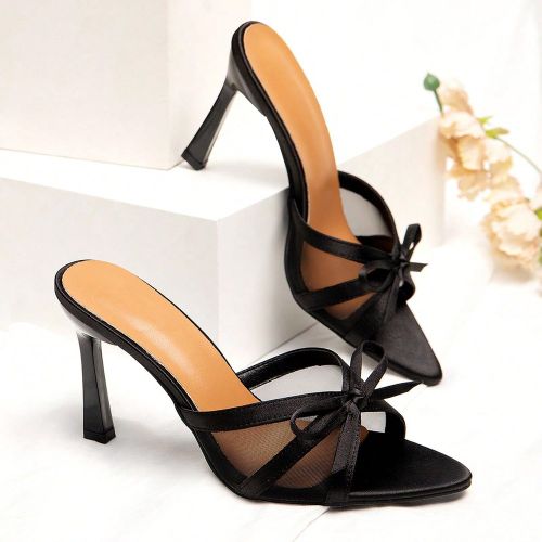 Nouveaux sandales à talon fin à strass et nœud papillon de mode - SHEIN - Modalova
