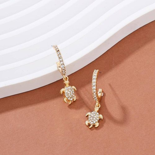 Paire Pendants d'oreilles glamour en alliage de zinc à strass tortue pour vie quotidienne - SHEIN - Modalova