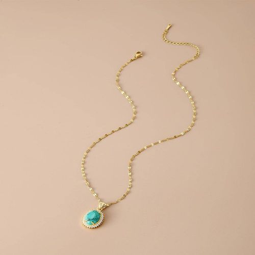 Collier avec pendentif à détail turquoise ovale - SHEIN - Modalova