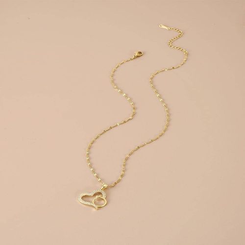 Pièce mode collier pendentif en acier inoxydable avec strass en forme de cœurs, cadeau pour la Saint-Valentin, maman, mère, fête des mères - SHEIN - Modalova