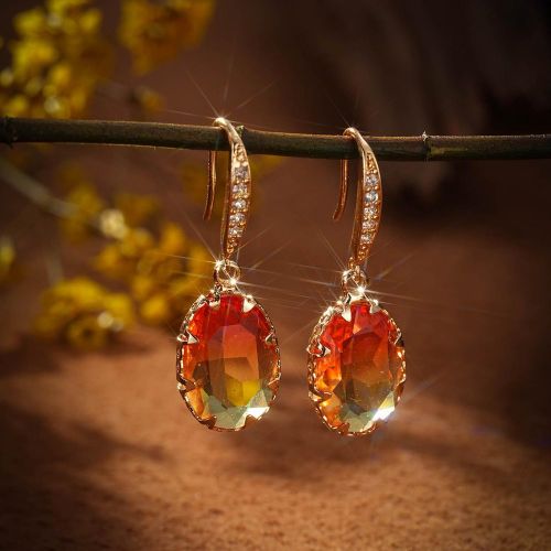 Paire Boucles D'oreilles Élégant Jaune Topaze Pendre Avec Incrusté , Parfait Cadeau - SHEIN - Modalova