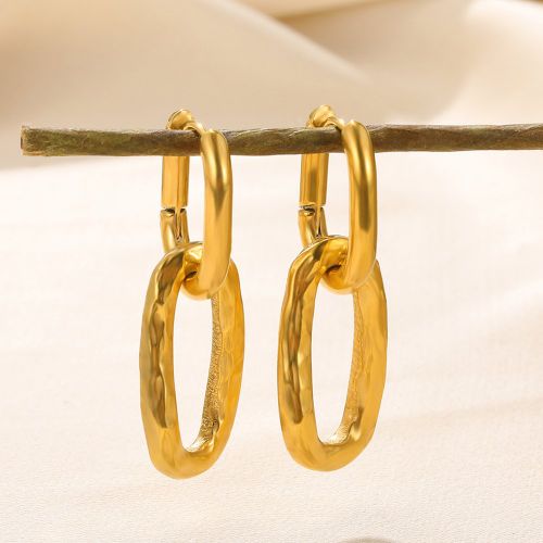 Paire En Acier Inoxydable Personnalité Géométrique Elliptique design Texture En Métal Froid Tons Oreille Clip Boucles D'oreilles - SHEIN - Modalova