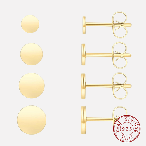 Boucles D'oreilles Clou En Argent Sterlings, Hommes Et Filles, Ensemble De Boucles D'oreilles À Point Plat | Petites Boucles D'oreilles À Disque Ron - SHEIN - Modalova