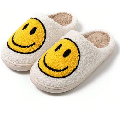 Pantoufles en peluche avec visage souriant, pantoufles intérieures épaisses et chaudes antidérapantes avec visage de clown souriants et couples, hi - SHEIN - Modalova