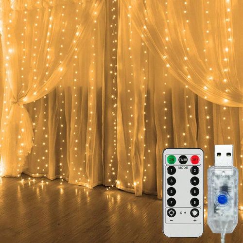 Guirlande lumineuse à rideaux LED avec 8 modes, alimentée par USB avec télécommande, guirlande lumineuse idéale pour la décoration de mariage, d - SHEIN - Modalova