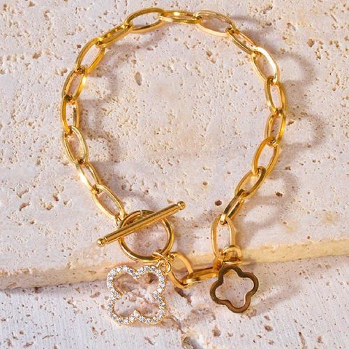 Pièce Bracelet En Acier De Titane Inoxydable Et Pendentif Trèfle à Quatre Feuilles Ajouré En zircone cubique, Qui Ne Déteint Pas. Convient Pour L - SHEIN - Modalova