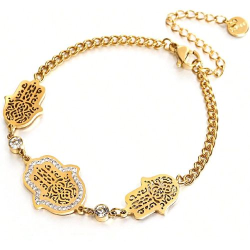 Bracelet en acier inoxydable élégant en couleur dorée avec pendentif en forme de paume ou adolescente, bijou de fête quotidien pour l"été et cad - SHEIN - Modalova